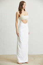 Load image into Gallery viewer, PEARL AND RHINESTONE CUTOUT LONG DRESS
