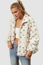 Load image into Gallery viewer, Ribbon Embroidered Fleece Zip Up Front Jacket
