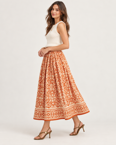DRAPING PLEATS MAXI SKIRT