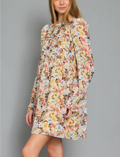 LONG SLEEVE TIERED MINI DRESS