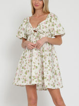 Load image into Gallery viewer, SHORT BUBBLE SLEEVE TIE BACK CHEST MINI DRESS
