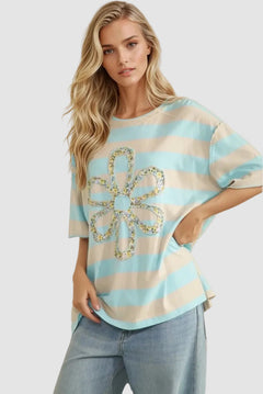 SWEET STRIPE BLOOM TEE