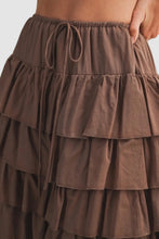 Load image into Gallery viewer, TIERED RUFFLE DRAWSTRING WAIST SKIRT
