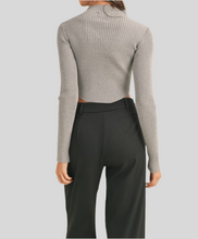 Load image into Gallery viewer, Ribbed Mock Neck Crop Sweater – Long Sleeve Knit Top for Women
