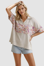 Load image into Gallery viewer, FLORAL COLOR BLOCK RIC RAC KNIT TOP
