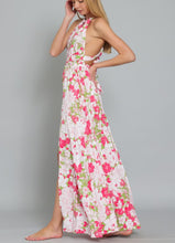 Load image into Gallery viewer, HALTER BACK CROSS STRAP TIERED MAXI DRESS
