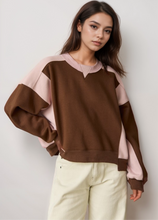 Load image into Gallery viewer, Olivia Contrast Pullover w/ Asymmetrical Hemline
