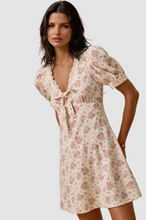 Load image into Gallery viewer, Floral Lace Trimed Short Sleeves Mini Dress
