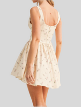 Load image into Gallery viewer, Cream Floral Mini Dress – Sleeveless Fit &amp; Flare Summer Outfit
