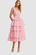 Load image into Gallery viewer, Striped Tiered Ruffle Midi Dress
