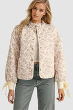 Load image into Gallery viewer, Floral Quilted Jacket With Bow Tie Ribbon Detail
