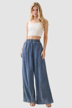 Load image into Gallery viewer, TENCEL DENIM PULL ON WIDE LEG PANTS
