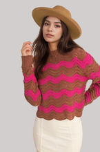 Load image into Gallery viewer, Piper- Wave Patterend Pointelle Sweater
