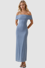 Load image into Gallery viewer, Off-shoulder Ribbed Knit Maxi Dress
