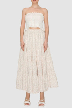 FLORAL RUFFLE MIDI SKIRT