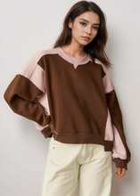 Load image into Gallery viewer, Olivia Contrast Pullover w/ Asymmetrical Hemline
