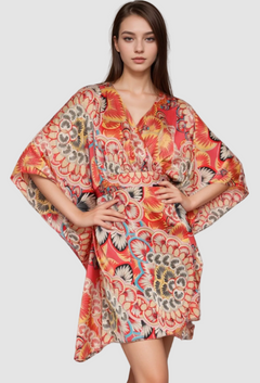 KIMONO TIE BACK WAISTED MINI DRESS