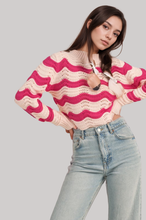 Load image into Gallery viewer, Piper- Wave Patterend Pointelle Sweater
