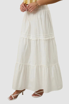 PLEATED DETAIL TIRED MAXI SKIRT