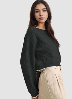 CABLE KNIT CROPPED SWEATER