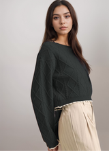 Load image into Gallery viewer, CABLE KNIT CROPPED SWEATER
