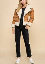 Load image into Gallery viewer, Sherpa Trim Padded Puffer Jacket
