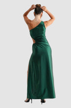 Load image into Gallery viewer, One-shoulder Rhinestone Cutout Maxi Dress
