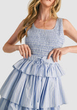 Load image into Gallery viewer, Striped Tiered Ruffle Midi Dress
