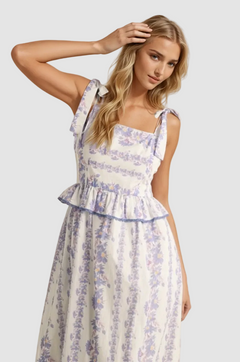 Peplum Hem Scalloped Lace Midi Dress