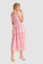 Load image into Gallery viewer, Striped Tiered Ruffle Midi Dress
