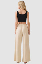 Load image into Gallery viewer, RIBBED WAIST ELASTIC WITH TIE WIDE LEG PANTS
