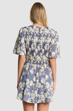 Floral Print Embroided Mini Dress