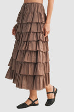 Load image into Gallery viewer, TIERED RUFFLE DRAWSTRING WAIST SKIRT
