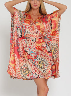 KIMONO TIE BACK WAISTED MINI DRESS