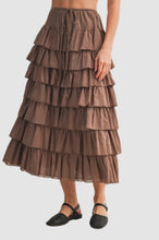 Load image into Gallery viewer, TIERED RUFFLE DRAWSTRING WAIST SKIRT
