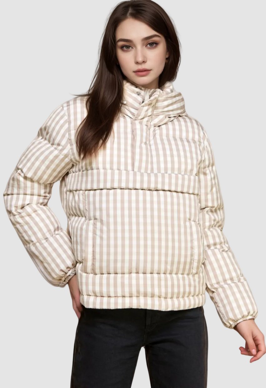 Gingham Pull Over Puffer Jacket