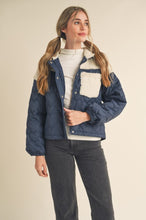 Load image into Gallery viewer, Mixed Media Puff Jacket With Hood
