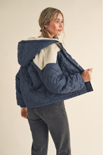 Load image into Gallery viewer, Mixed Media Puff Jacket With Hood
