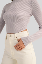 Load image into Gallery viewer, Ribbed Mock Neck Crop Sweater – Long Sleeve Knit Top for Women
