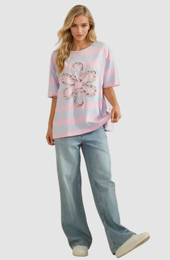 SWEET STRIPE BLOOM TEE