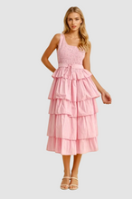 Load image into Gallery viewer, Striped Tiered Ruffle Midi Dress

