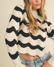 Load image into Gallery viewer, Piper- Wave Patterend Pointelle Sweater
