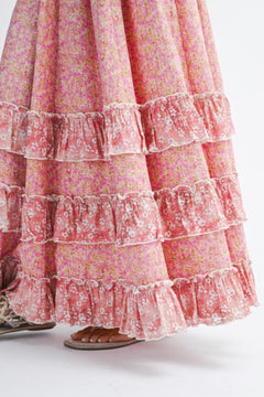 FLORAL RUFFLE MAXI SKIRT