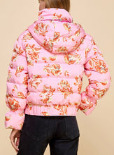 Load image into Gallery viewer, Floral Print Puffer Hooded Jacket

