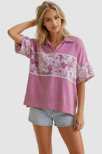Load image into Gallery viewer, FLORAL COLOR BLOCK RIC RAC KNIT TOP
