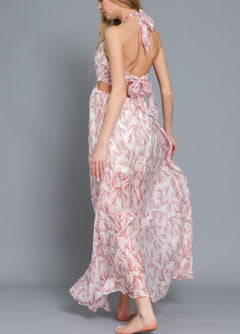 HALTER BACK NECK STRAP MAXI DRESS