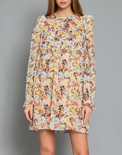 LONG SLEEVE TIERED MINI DRESS