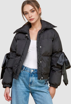 Puffer Jacket With Bow Knot Elbow String
