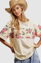 Load image into Gallery viewer, Floral Print Short Sleeves French Terry Top
