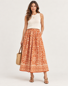 DRAPING PLEATS MAXI SKIRT